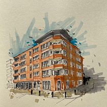 Mijn project van de cursus: Creëer expressieve architecturale schetsen met kleurstiften. Sketching, Drawing, Architectural Illustration, Sketchbook & Ink Illustration project by Hans Hendriks - 12.10.2023