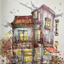 My first sketch Tnx for Education: My project for course: Expressive Architectural Sketching with Colored Markers. Sketching, Drawing, Architectural Illustration, Sketchbook & Ink Illustration project by Ahmet Bosnak - 12.10.2023