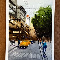 Mon projet du cours : Paysages urbains à l’aquarelle. Un progetto di Belle arti, Pittura ad acquerello e Illustrazione architettonica di Manuel WORME - 13.12.2023