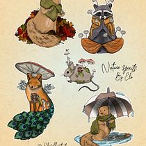 My project for course: Illustration of Adorable Characters Inspired by Nature. Projekt z dziedziny Projektowanie postaci,  R, sunek, Ilustracja c, frowa, R, sunek c i frow użytkownika Elodie S. - 13.12.2023