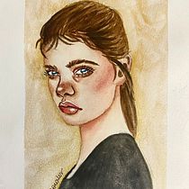 Projeto final: retrato em aquarela a partir de uma fotografia. Traditional illustration, Watercolor Painting, and Portrait Drawing project by Maria Eduarda Morales - 12.20.2023