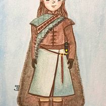 Mi proyecto del curso: Dibujo fan art con acuarela y lápices de colores. Arya Stark. Traditional illustration, and Watercolor Painting project by Gab Al - 12.19.2023