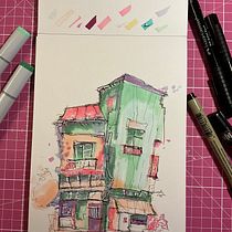 My project for course: Expressive Architectural Sketching with Colored Markers. Sketching, Drawing, Architectural Illustration, Sketchbook & Ink Illustration project by chant33 - 12.25.2023