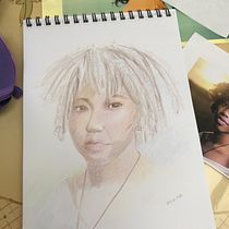 My project for course: Vibrant Portrait Drawing with Colored Pencils. Drawing, Portrait Drawing, Sketchbook, and Colored Pencil Drawing project by Mandy Webster - 12.25.2023