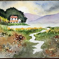 My project for course: Watercolor Landscapes: Experimental Tools and Techniques. Projekt z dziedziny  Sztuki piękne,  Malarstwo i Malowanie akwarelą użytkownika jackie.francis - 27.12.2023