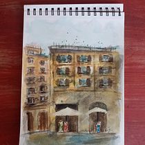 Mi proyecto del curso: Técnicas modernas para paisajes urbanos en acuarela. Un progetto di Pittura e Pittura ad acquerello di Claudio Fuentes - 01.12.2023