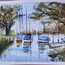 My project for course: Watercolor Techniques for Painting Seascapes. Un proyecto de Pintura, Pintura a la acuarela e Ilustración naturalista				 de arolleder - 30.12.2023