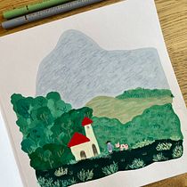Mijn project van de cursus: Gouache illustraties voor je reisschetsboek. Un progetto di Pittura, Disegno, Sketchbook e Pittura gouache di Sanne - 01.01.2024