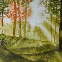 My project for course: Dreamy Watercolor Landscapes: Paint with Light. Un projet de Peinture , et Aquarelle de Tatiana - 01.01.2024