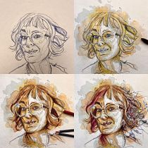 My project for course: Experimental Portraiture with Ink, Tea, Turmeric, Coffee . Fine Arts, Painting, Drawing & Ink Illustration project by olgadottei - 01.02.2024