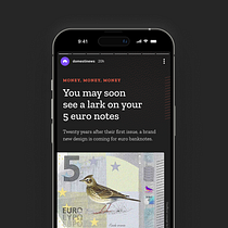 The New Euro Banknotes: an Instagram Story. Projekt z dziedziny Grafika ed, torska, Projektowanie graficzne i Projektowanie informacji użytkownika Alberto Ferro - 03.01.2024