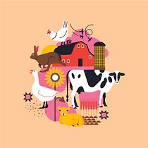 Farm animals. Een project van Traditionele illustratie, Grafisch ontwerp, Vectorillustratie y Digitale illustratie van Silvia Vignati - 06.01.2024