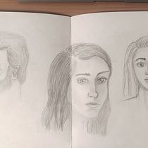 Mein Abschlussprojekt für den Kurs: Skizzenbuch für Porträts: Erkunde das menschliche Gesicht. Sketching, Drawing, Portrait Drawing, Artistic Drawing, and Sketchbook project by danielakaiserwt - 01.06.2024
