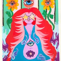 My project for course: Character Painting with Gouache and Colored Pencils "I Don't Care About Your Diet, Sharon." Ein Projekt aus dem Bereich Design von Figuren, Skizzenentwurf, Zeichnung, Digitale Illustration, Gouachemalerei und Zeichnen mit Buntstiften von Krissy Rawley - 05.01.2024