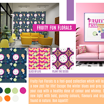Fruity Fun Florals - a pattern collection. Un progetto di Graphic design, Product design, Pattern design e Illustrazione digitale di Alicia Didow - 24.01.2024