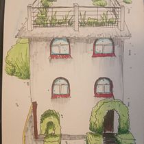 Mi proyecto del curso: Dibujo arquitectónico expresivo con marcadores de colores. Sketching, Drawing, Architectural Illustration, Sketchbook & Ink Illustration project by Alex Hernández - 01.10.2024