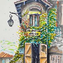 Old ivy covered house for course: Expressive Architectural Sketching with Colored Markers. Sketching, Drawing, Architectural Illustration, Sketchbook & Ink Illustration project by olgasboy - 01.09.2024