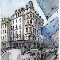 My project for course: Architectural Sketching with Watercolor and Ink. Sketching, Drawing, Watercolor Painting, Architectural Illustration, Sketchbook & Ink Illustration project by Ian Dr - 01.06.2024