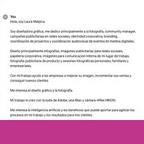 Mi proyecto del curso: Usar Chat GPT para trabajar. Un projet de Conseil créatif, Gestion de la conception, Gestion et productivité, Business et Intelligence Artificielle de Laura Gómez - 11.01.2024