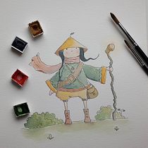 My project for course: Expressive Character Design with Watercolor & Dip Pen. Een project van Traditionele illustratie, Ontwerp van personages, Schilderij,  Schetsen,  Tekening, Aquarelschilderen, Stor, telling,  Artistieke tekening, Kinderillustratie y Verhaallijn van Claudia Valencia - 13.01.2024