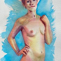 My project for course: The Human Figure in Watercolor. Un progetto di Illustrazione tradizionale, Belle arti, Pittura, Pittura ad acquerello, Disegno realistico e Disegno anatomico di Genevieve Savard - 23.01.2024