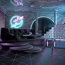 Mon projet du cours : Visualisations d'espaces intérieurs rétro en 3D sur Cinema 4D. 3D, Modelagem 3D, e Arquitetura digital projeto de STEFANE K - 14.01.2024