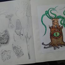 Mi proyecto del curso: Sketchbook de naturaleza fantástica: dibuja criaturas de otro mundo. Pencil Drawing, Drawing, Watercolor Painting, Sketchbook, and Naturalistic Illustration project by Carlos Adrián De La Paz Almaraz - 01.14.2024