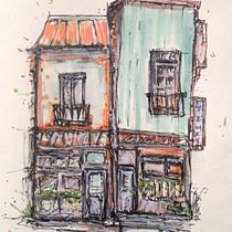 Mon projet du cours : Esquisses d'architecture expressives aux feutres de couleur. Sketching, Drawing, Architectural Illustration, and Sketchbook project by nicole_brien - 01.15.2024
