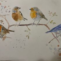 Mi proyecto del curso: Acuarela artística para ilustración de aves. Traditional illustration, Watercolor Painting, Realistic Drawing, and Naturalistic Illustration project by Lia Mancini - 01.16.2024