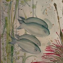 Mon projet du cours : Illustration d'univers marins à l'aquarelle. Un projet de Illustration traditionnelle, Peinture, Aquarelle et Illustration naturaliste de Lilie Lafée - 17.01.2024