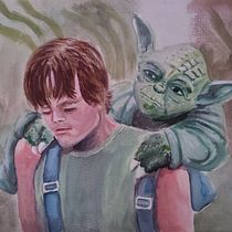 Star Wars, Luke y yoda (1980). Un progetto di Illustrazione tradizionale, Belle arti, Pittura e Pittura ad acquerello di Ana Maria Aranda - 20.01.2024