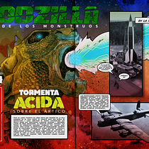 Godzilla y la tormenta ácida. . Traditional illustration, Acr, lic Painting, Pencil Drawing, and Comic project by Alejandro Domínguez - 02.04.2021