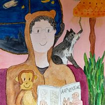 Mijn project van de cursus: Speelse illustratie met aquarel en kleurpotloden. Ilustração tradicional, Pintura, Pintura em aquarela, Desenho de retrato, e Desenho com lápis de cor projeto de dorine_boudewijn - 21.01.2024