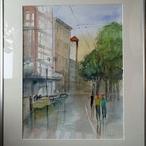 Mein Abschlussprojekt für den Kurs: Stadtlandschaften in Aquarell. Projekt z dziedziny  Sztuki piękne, Malowanie akwarelą,  R i sunek architektoniczn użytkownika cornelia_zausch - 24.01.2024