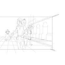 Ivan Landy - line drawing of Renaissance scene. Traditional illustration, Fine Arts, Sketching, Pencil Drawing, Drawing, Artistic Drawing, and Figure Drawing project by ivanlandy22 - 01.24.2024