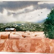 My project for course: Watercolor Landscapes: Experimental Tools and Techniques. Projekt z dziedziny  Sztuki piękne,  Malarstwo i Malowanie akwarelą użytkownika Sonia Maltais - 25.01.2024