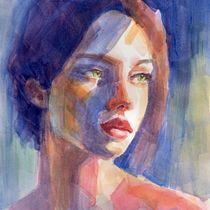 Green Eyed Girl. Fine Arts, Painting, Watercolor Painting, and Portrait Drawing project by Patricia Elliott-Seitz - 01.26.2024