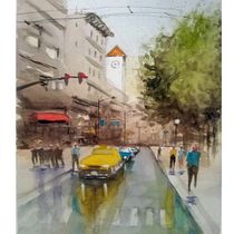 Mi proyecto del curso: Paisajes urbanos en acuarela Ein Projekt aus dem Bereich Bildende Künste, Aquarellmalerei und Architektonische Illustration von Cristián Opazo - 27.01.2024
