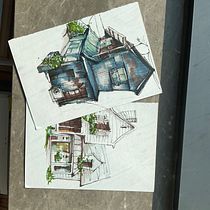 My project for course: Expressive Architectural Sketching with Colored Markers. Sketching, Drawing, Architectural Illustration, Sketchbook & Ink Illustration project by Whitney Vanwaters - 01.28.2024