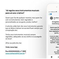Projeto Luthieria "Já regulou seus instrumentos musicais para um ano criativo?". Advertising, Marketing, Cop, writing, Creativit, and Content Writing project by caioboscariol - 01.22.2024