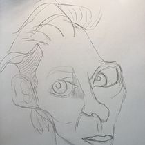 Erster Versuch für den Kurs: Karikaturporträt mit Graphit. Ilustração tradicional, Desenho, e Desenho de retrato projeto de Gaby Wolfert - 31.01.2024