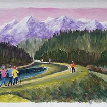 Lac de Beaudéan dans les Pyrénées en France à la gouache. Un progetto di Pittura, Disegno, Sketchbook, Pittura gouache e Belle arti di veronique.lauron - 01.02.2024