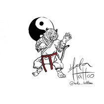 Meu projeto do curso: Ilustração de tatuagens blackwork do zero: Karatê tigre. Projekt z dziedziny Trad, c, jna ilustracja,  R, sunek, Ilustracja c, frowa, Projektowanie tatuaż, R, sunek c i frow użytkownika Lina Hasegawa - 01.02.2024