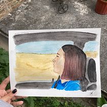 Lady bird - Greta Gerwig. Un progetto di Illustrazione tradizionale, Belle arti, Pittura e Pittura ad acquerello di Paula Leitón Rojas - 01.02.2024