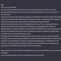 Mi proyecto del curso: Usar Chat GPT para trabajar. Un projet de Conseil créatif, Gestion de la conception, Gestion et productivité, Business, Intelligence Artificielle , et Éducation de Luis Salazar - 20.01.2024
