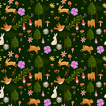 Patron con motivo del Bosque del Sur de Chile. Traditional illustration, Product Design, Pattern Design, Digital Illustration, and Children's Illustration project by Constanza Acevedo Valenzuela - 02.02.2024