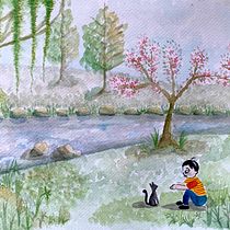 Meu projeto do curso: Ilustração em aquarela com influência japonesa. Traditional illustration, Drawing, and Watercolor Painting project by mnlf - 02.03.2024