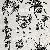 Meu projeto do curso: Design de tatuagens estilo old school no Procreate. Projekt z dziedziny  R, sunek, Ilustracja c, frowa i Projektowanie tatuaż użytkownika James Paes - 04.02.2024