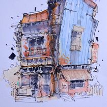 My project for course: Expressive Architectural Sketching with Colored Markers. Sketching, Drawing, Architectural Illustration, Sketchbook & Ink Illustration project by Edin Jahic - 02.05.2024