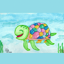 Proyecto final: Tortuga en el Tepui Técnicas de ilustración con acuarela y gouache. Un proyecto de Ilustración tradicional, Bellas Artes, Pintura, Pintura a la acuarela, Ilustración infantil y Pintura gouache de misseclassroom1 - 05.02.2024